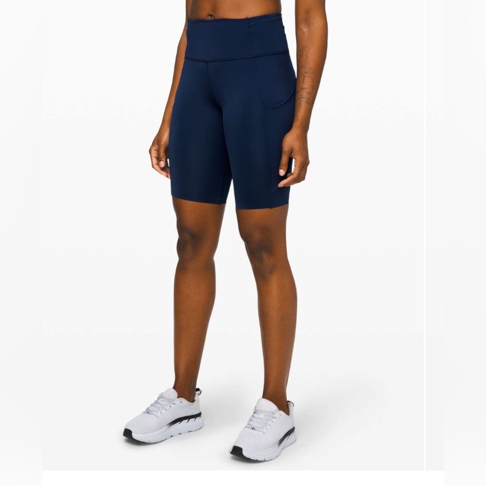 Lululemon Fast and Free HR 10" Bike Shorts with Pockets Navy Size 4